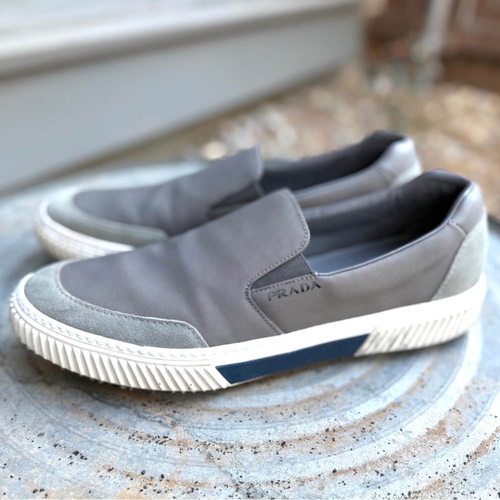Prada Gray Loafers Minimalist Slip-Ons